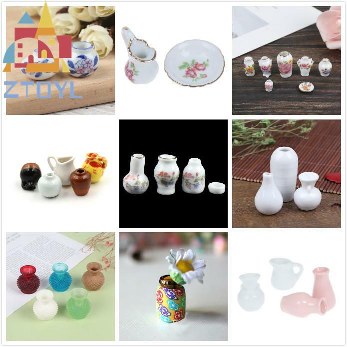 Hot Sale DIY Buatan Tangan Rumah Boneka Dapur Ornamen Decora Vas Rumah Boneka Miniatur 1:12 Mini Pot Keramik