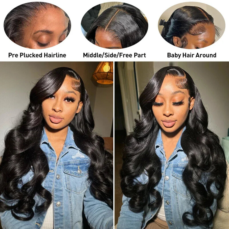 13x4 13X6 HD Transparent Lace Front Human Hair Wigs Brazilian Human hair Wigs Body Wave Lace Frontal Wigs Pre Plucked For Women