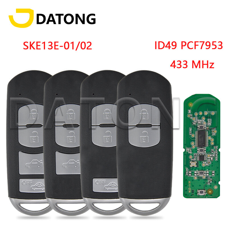 Datong World Car Remote Control Key For Mazda 3 6 CX3 CX6 Saloon Sport MX-5 Miata SKE13D-01/02 SKE13E-01/02 ID49 Keyless Card