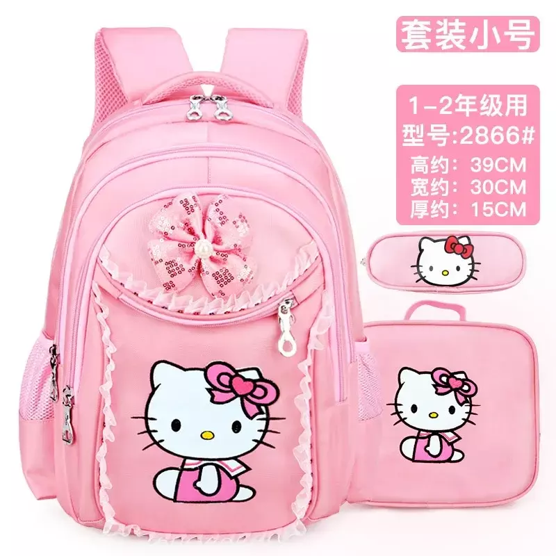 Torebka szkolna dla dzieci Hello Kitty plecak Sanrio wodoodporna ochrona kręgosłupa torby szkolne dla kobiet