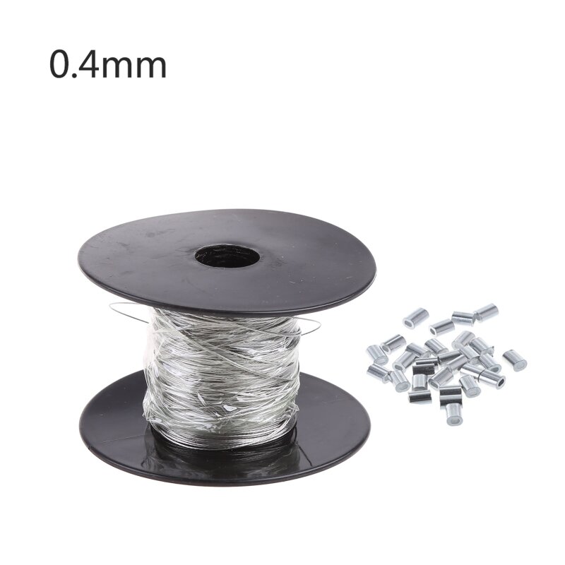 Câble métallique souple en acier inoxydable 100 de 304 m, 1 × 7, corde à linge avec 30 embouts en aluminium