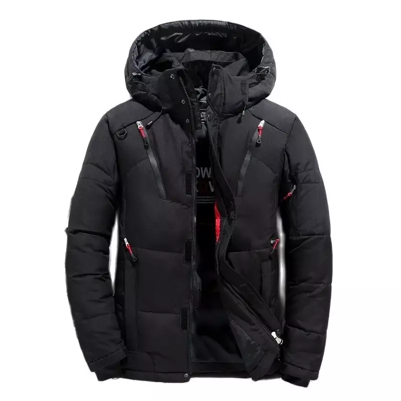 高品質ダウンジャケット男性冬パーカーメンズホワイトダックダウンジャケットフード付き屋外厚く暖かいパッド入り雪のコートオーバーサイズM-4XL