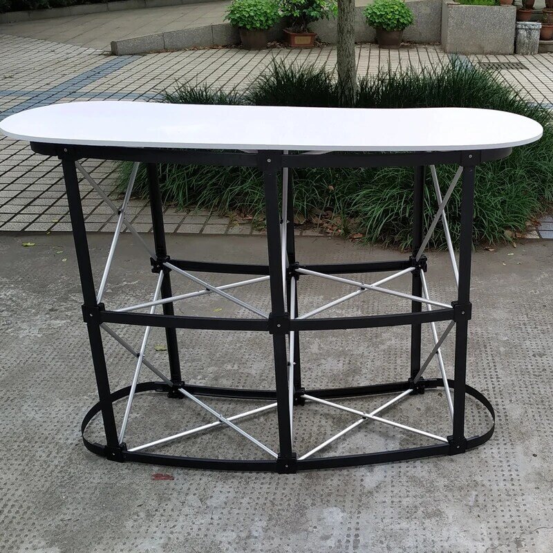 Meja Selamat Datang gaya jala, Meja promosi, bingkai jaring logam campuran aluminium lipat, meja display meja depan dan penerimaan portabel
