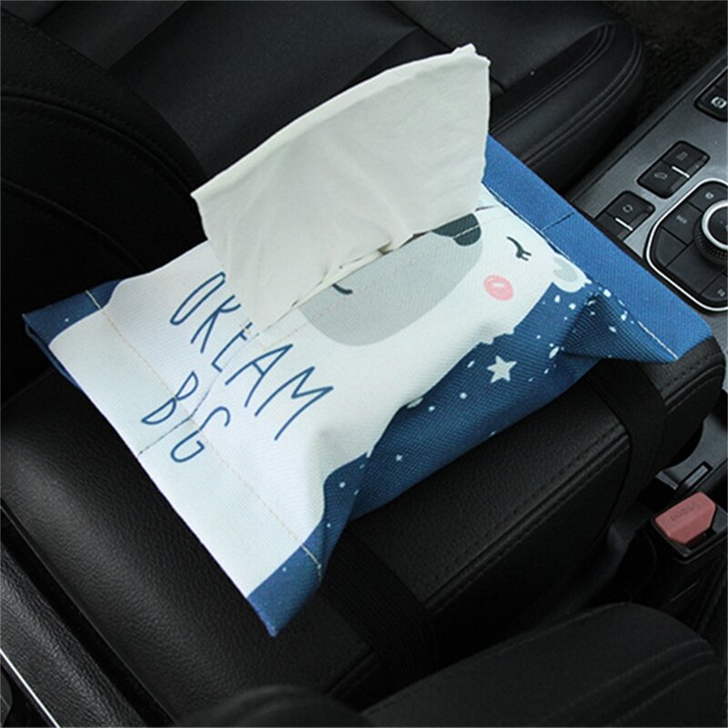 Car Armrest Box Paper Bag Double-sided Printing Portable Practical Universal Car Accessories Hanging Cartoon Sunshade Drawer