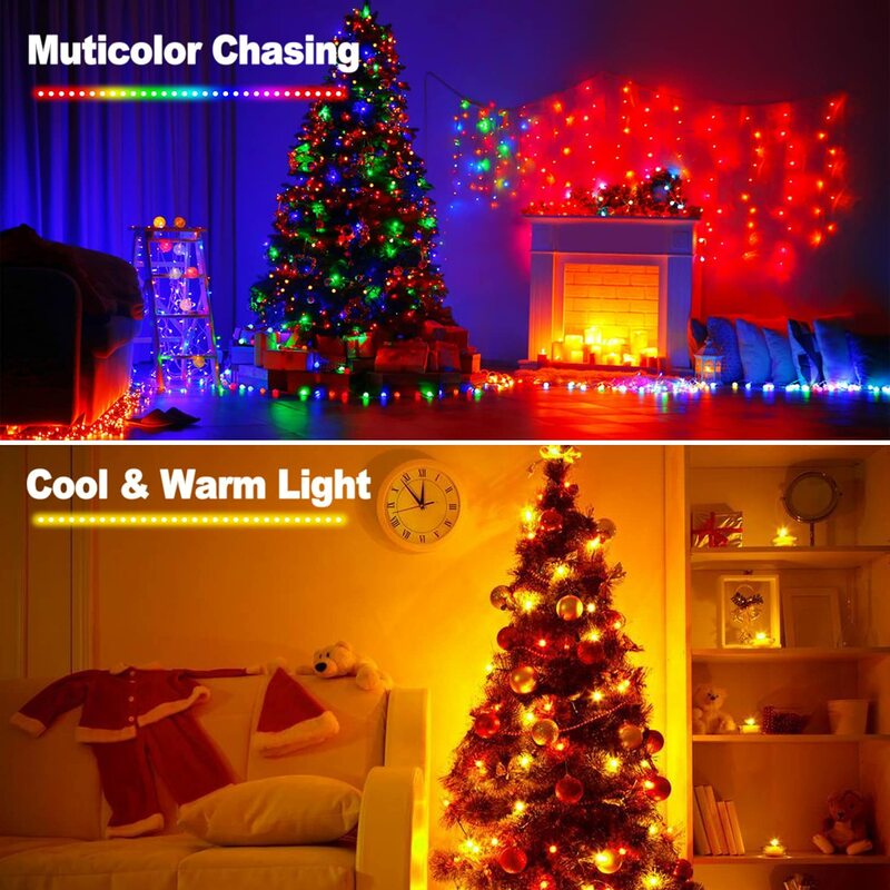 Iluminação LED impermeável, Dream Color, Endereçável individualmente, Festa de Natal, RGBIC, DC5V, 5m, 10m, 20m, WS2812B