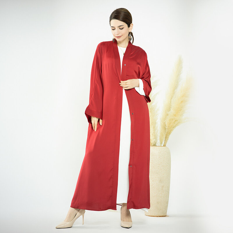Dubai gaun Maxi kardigan Wanita Muslim terbuka Kimono jubah Kaftan Turki gaun Eid Femme Jalabiya Maroko