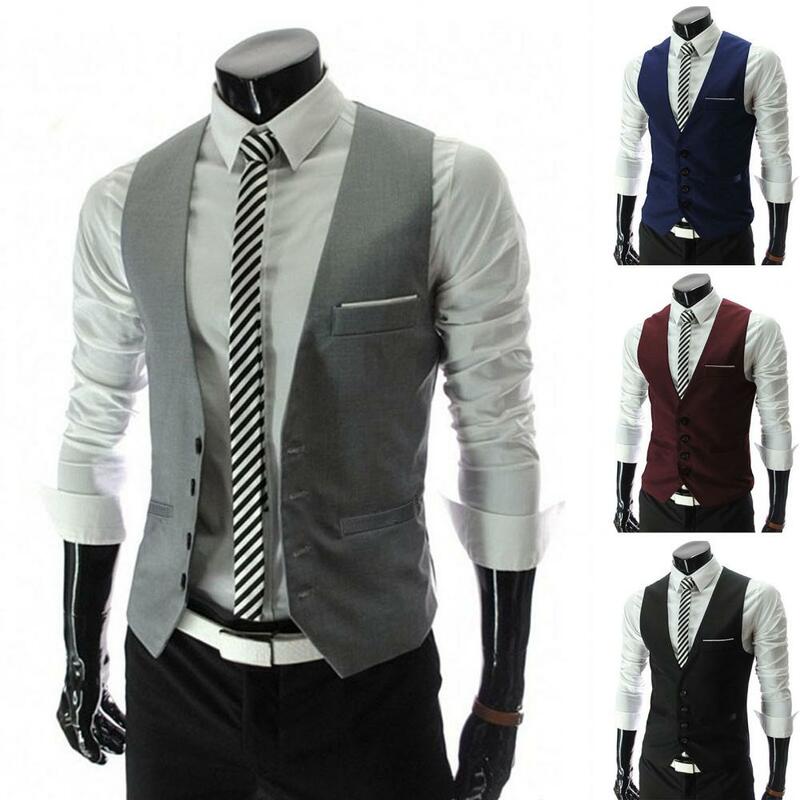 Leichte Mode Männer Anzug Business Weste Weiche Textur Anzug Weste V-ausschnitt für Prom