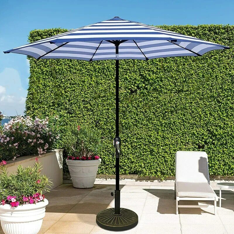 Guarda-chuva ao ar livre, Guarda-chuva de mesa e quintal, Guarda-chuva do mercado com 8 costelas resistentes, botão, inclinação e manivela, 9'