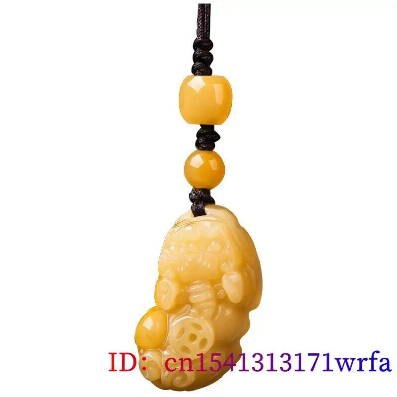 Yellow Natural Jade Pixiu Keychain Strap Luxury Phone Charm Cute Gift Gifts for Women Men Designer Real Jewelry Bag Charm