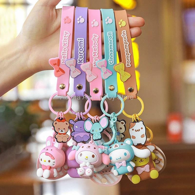 Sanrio Hello Kitty My Melody Kuromi Cinnamoroll Kawaii Fashion Keychain Boy Girl Bag Pendant Cute Doll Child Toys Birthday Gifts