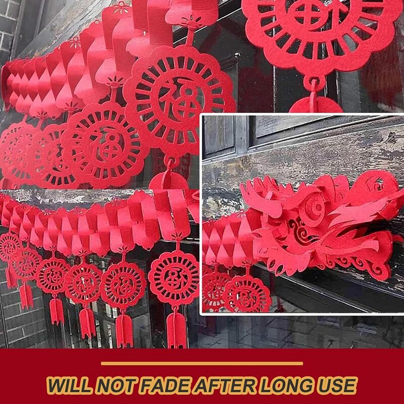 Decoraciones de techo de dragón chino, adornos de dragón chino con 6 amuletos de la suerte, recuerdos de fiesta de Año Nuevo Lunar para tienda, duraderos