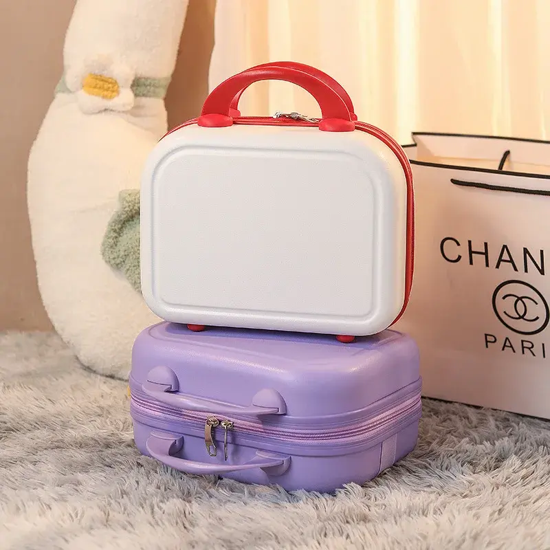 PLUENLI murni berwarna segar koper pelajar kecil casing kosmetik Mini Festival kotak hadiah tangan