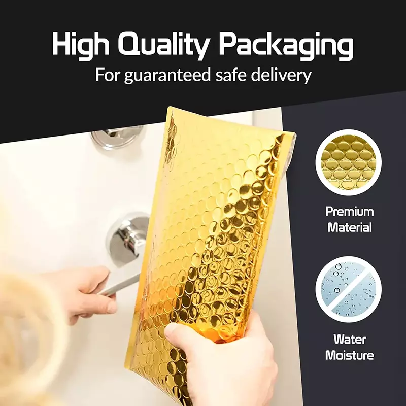 Postage 50pcs Bubble Golden Waterproof Bags for Envelopes Shipping Padded Thicken Mailer Bag Packaging
