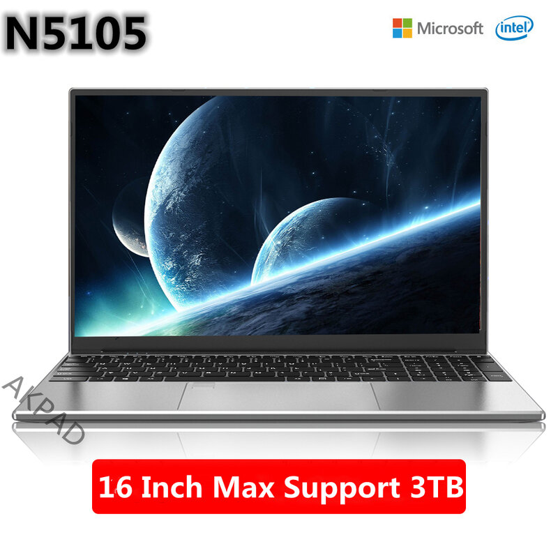 Intel 12 - го поколения N5105 16 - дюймовый ноутбук 12 ГБ RAM 1 ТБ SSD Двухчастотный WiFi Портативный бизнес - офис онлайн ноутбук Win10 / 11 Pro