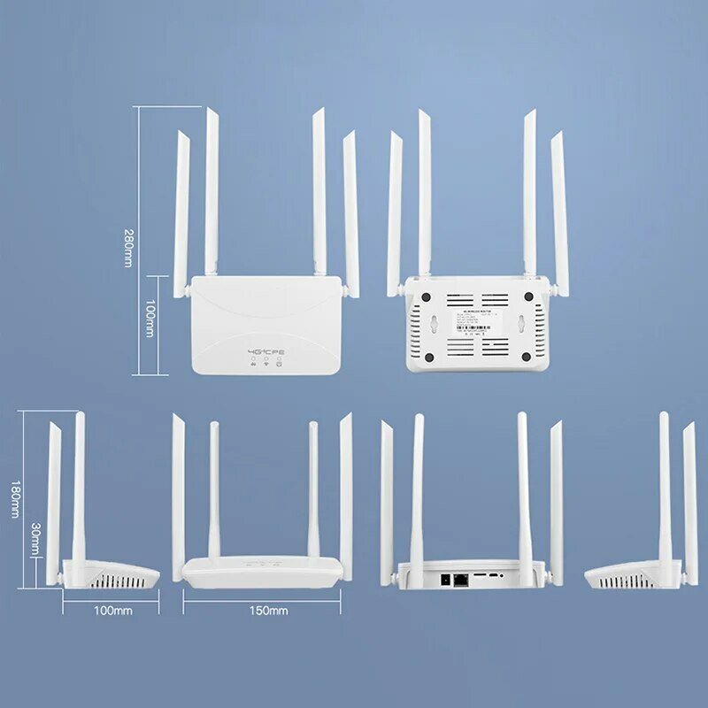 Router WIFI 4G LTE 150Mbps 4 antena eksternal, Hotspot penguat sinyal kabel koneksi Cerdas kartu SIM mikro