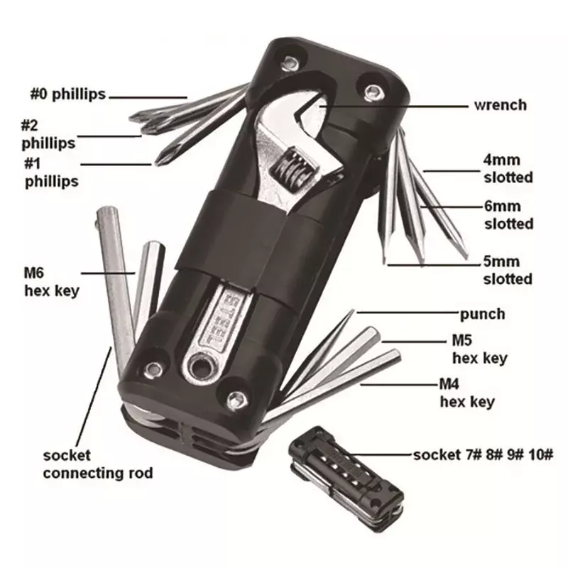 Versatile Bicycle Tool Kit  Multitool Set with Tire Repair Tools  Screwdriver and Chain for MTB and Road Bikes
