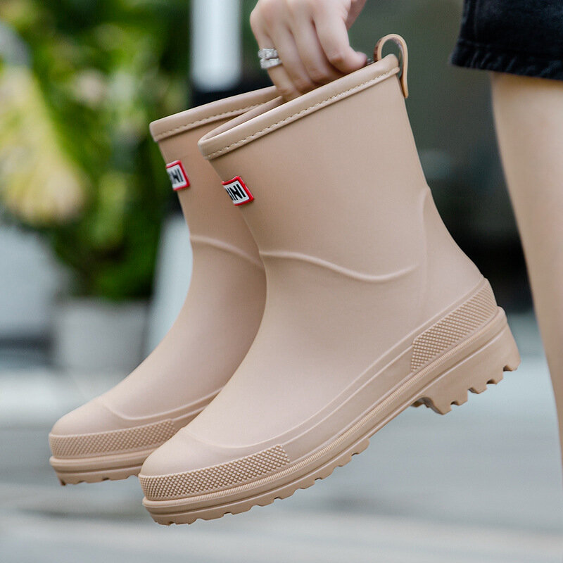 2024 New Rain Boots for Women Garden Work Water Proof Women's Boots Fashion Thick Sole Breathable Middle Tube Rubber Shoes Lady