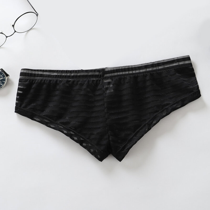 Men's Panties Stripe Sheer Bikini Breathable Comfort G-String Underwear Boxer Briefs Bikini Slip Homme Low Waist Underpants