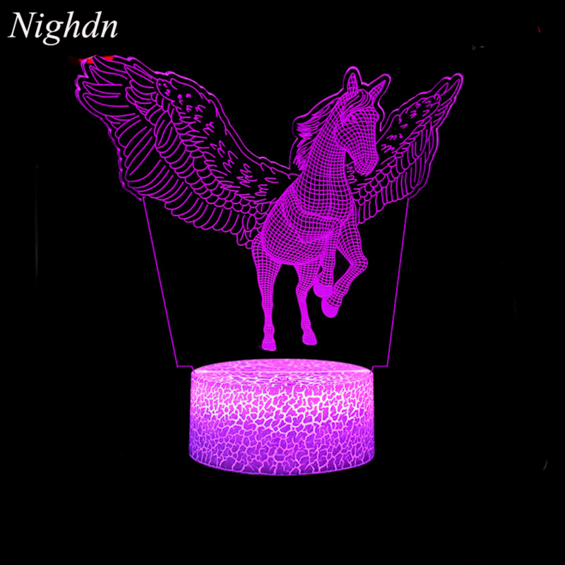 Lámpara de unicornio 3D luz nocturna para niños 16 colores que cambian con Control remoto USB Luz Nocturna Navidad unicornio regalos para niñas