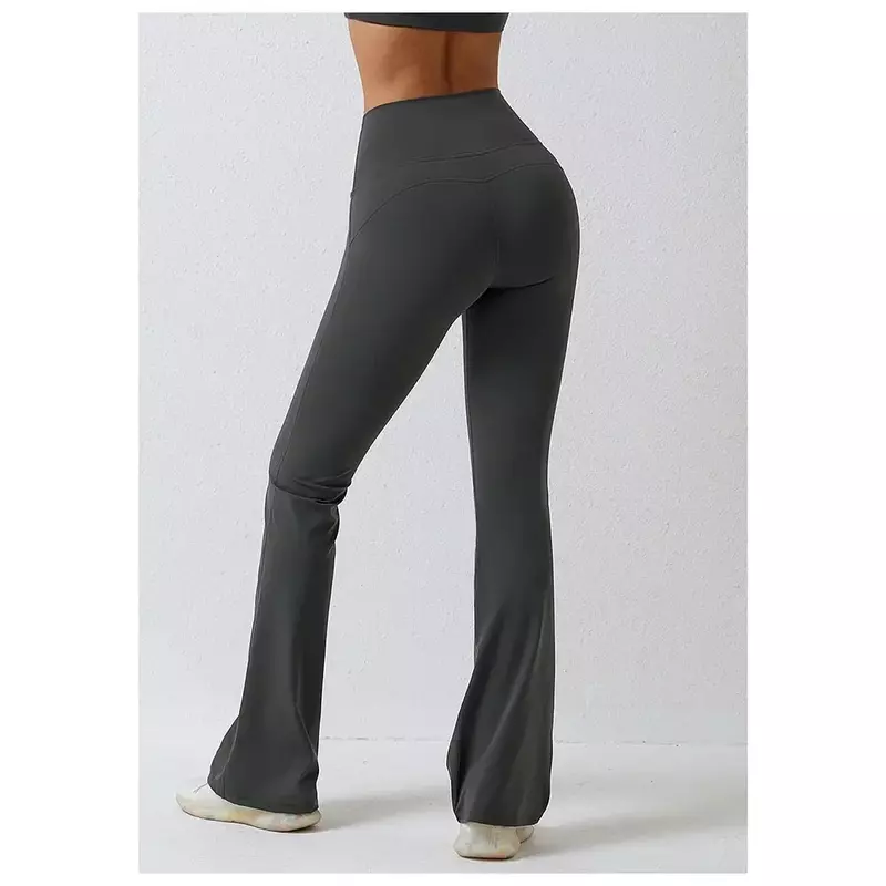 Sanding tight-fitting dance wide-leg pants, high waist and hips, casual bell-bottoms and fitness exercise yoga pants.