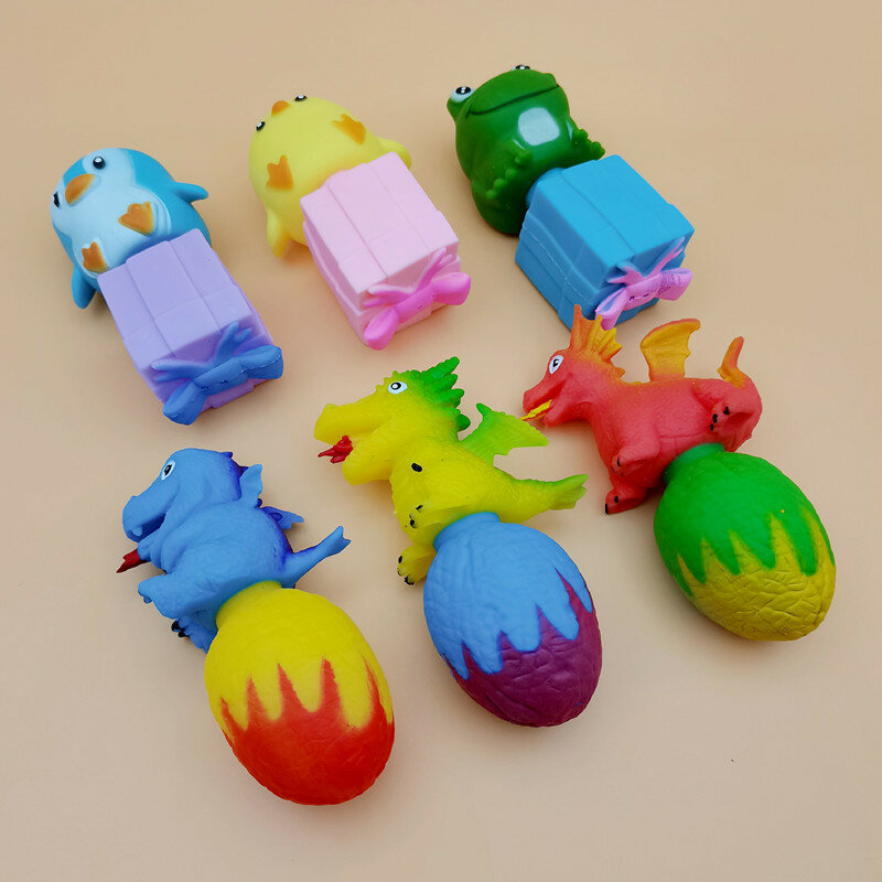 1pc Cute Pet Flip Mini Rolling-Over Plastic Aimals Blind Box TPR Soft Rubber Toy Stress Relief Squeeze Dinosaur Eggs For Gifts