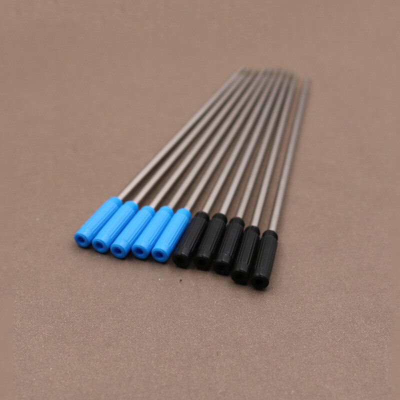 ปากกาโลหะหมุนได้10ชิ้น/ล็อตปากกาลูกลื่นพิเศษเติมหมึกแกนตลับหมึกสีดำสีฟ้า11.6ซม.