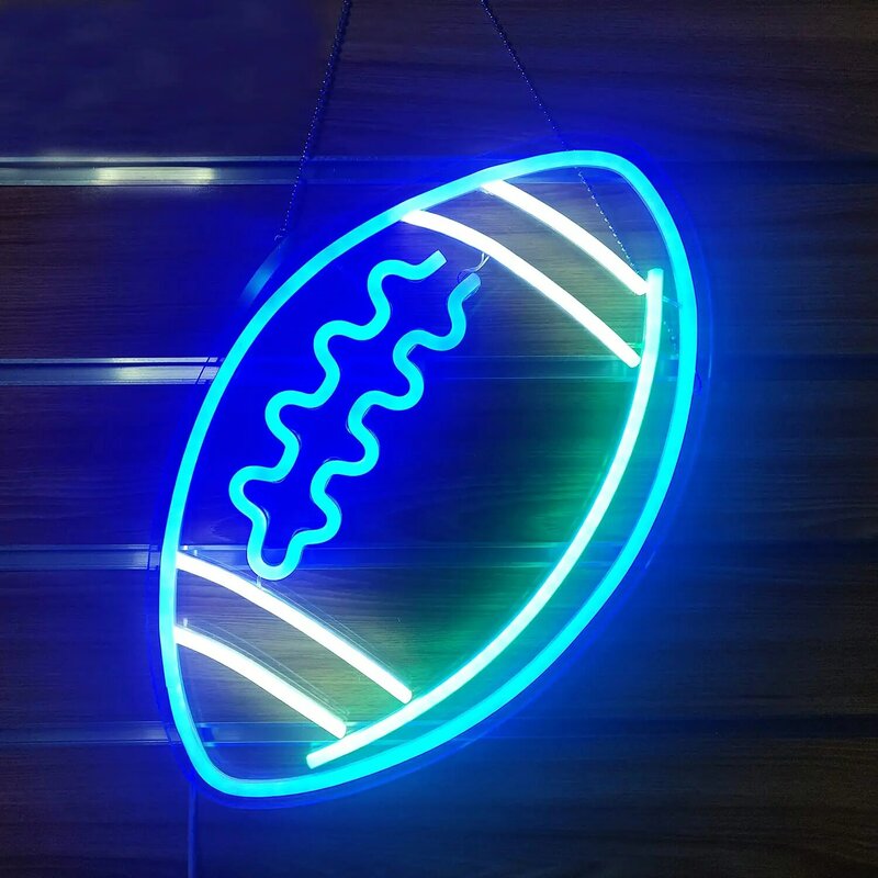 Blue Football Neon Sign, Football Shape Neon Sign, Wall Decor Bedroom LED Neon Sign, Christmas Gift