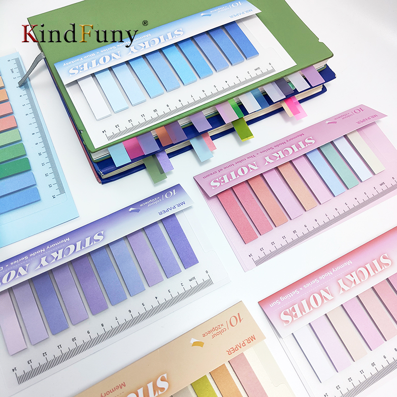 KindFuny Auto-adesivo Bookmarks, Transparente Sticky Notes, Livro de Leitura, Limpar Tab, Kawaii Papelaria bonito, 6Packs per Set