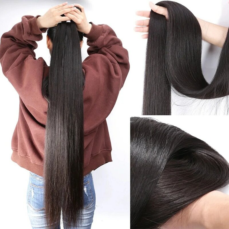 613 Blonde Straight 40inch Remy Hair Weave 50inch Human Hair Bundles #613 Natural Color 100% Virgin Human Hair Extensions