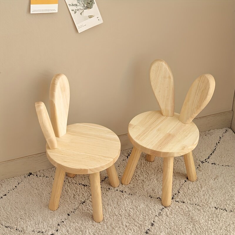 Креативный маленький табурет, небольшой табурет из массива дерева с милыми кроличьими ушками, декоративный стул для детей