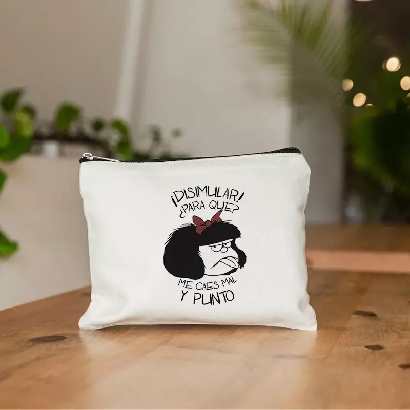 Милая аниме косметичка Mafalda, органайзер для карандашей на молнии, дорожные сумки для туалетных принадлежностей, подарок, милый кошелек для макияжа