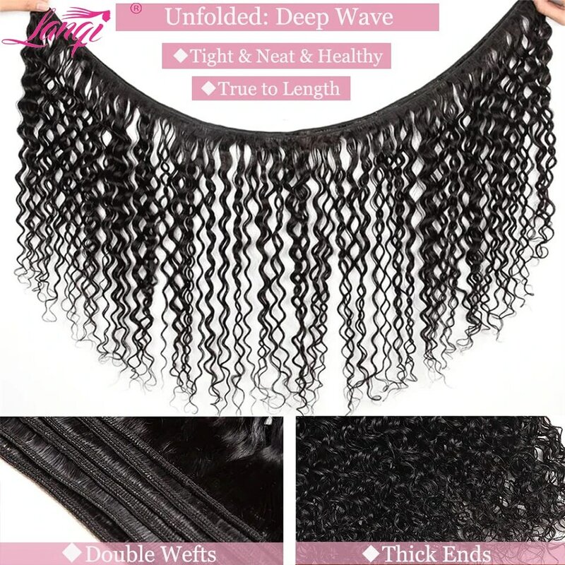 Pacotes de cabelo humano onda profunda brasileira, extensões de cabelo Remy, cabelo encaracolado Weave, 100% cabelo humano, atacado, 10pcs