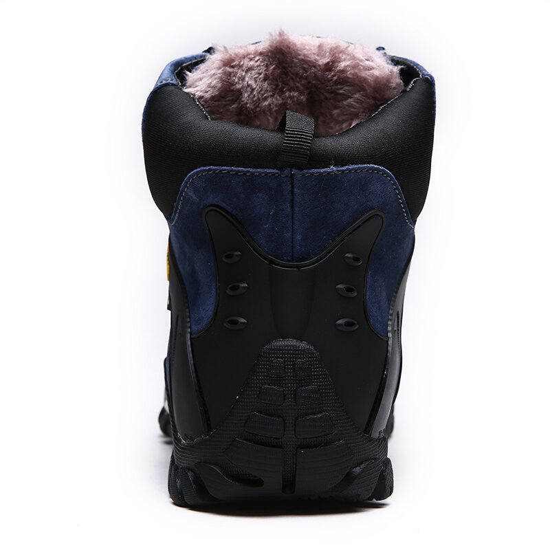 Bota de couro genuíno masculina, sapatos quentes de trabalho, botas de neve de pelúcia, alta qualidade, moda inverno, nova