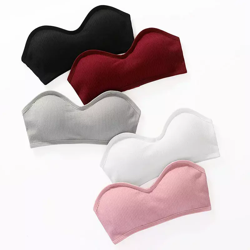 New 1PC Sexy Strapless Top Women Tube Top Wrapped Bra Cropped Bandeau Top With Pad Stretchy Lingerie Girl Underwear Tube Tops