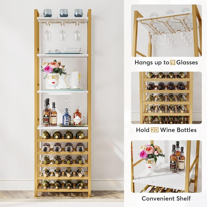 Faux Marble Bottle Holder, Wine Bar Cabinet, Suporte de garrafa para mostruários de cozinha Sala de jantar 20 Wine Racks, Contador profissional