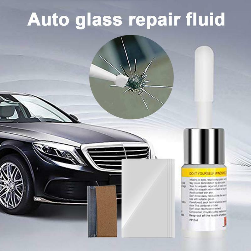 Líquido de reparación de parabrisas de coche, líquido de reparación de parabrisas de vidrio con pegatinas de curado, removedor de arañazos de grietas de parabrisas