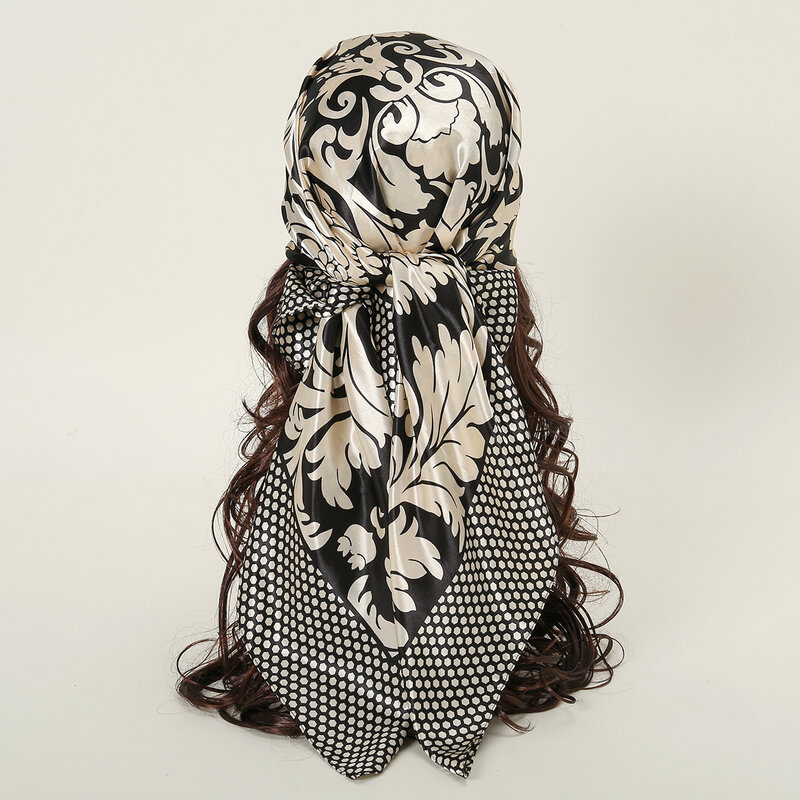 90CM Silk Shawl Square Scarf for Women Satin Hijab Fashion Wraps Neckerchief Female Hair Wrap Ribbon Headband Bandana