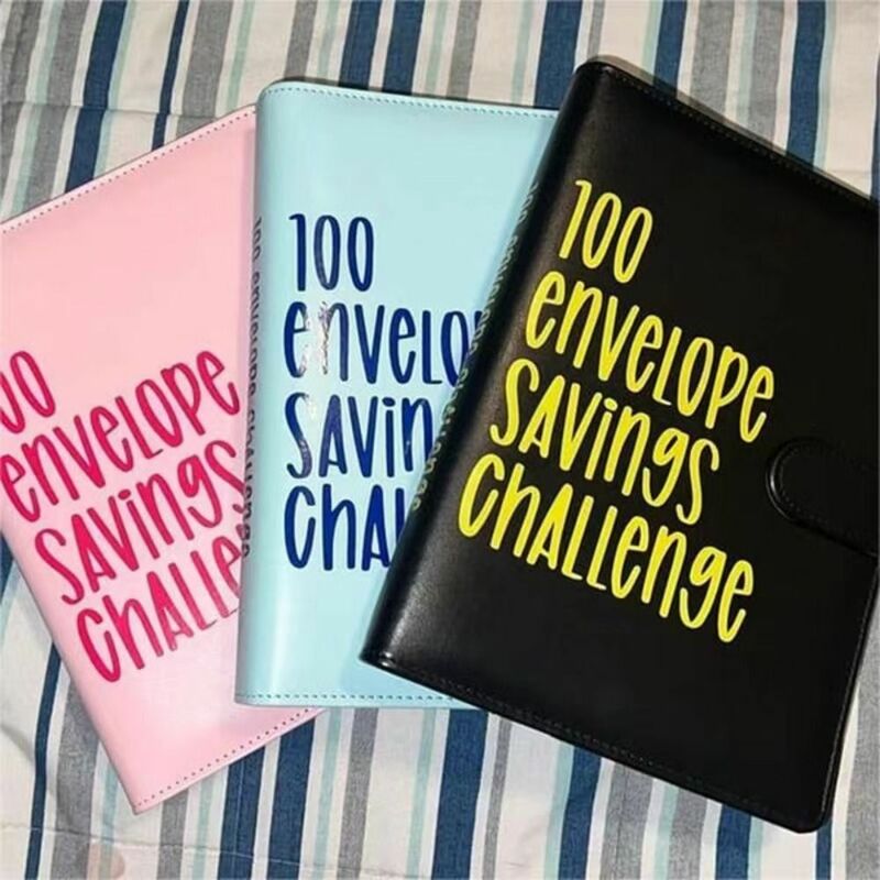 PVC 100 Envelope Challenge Binder Funny with Cash Leather Savings Challenges Book A5 Budget Binder Couples