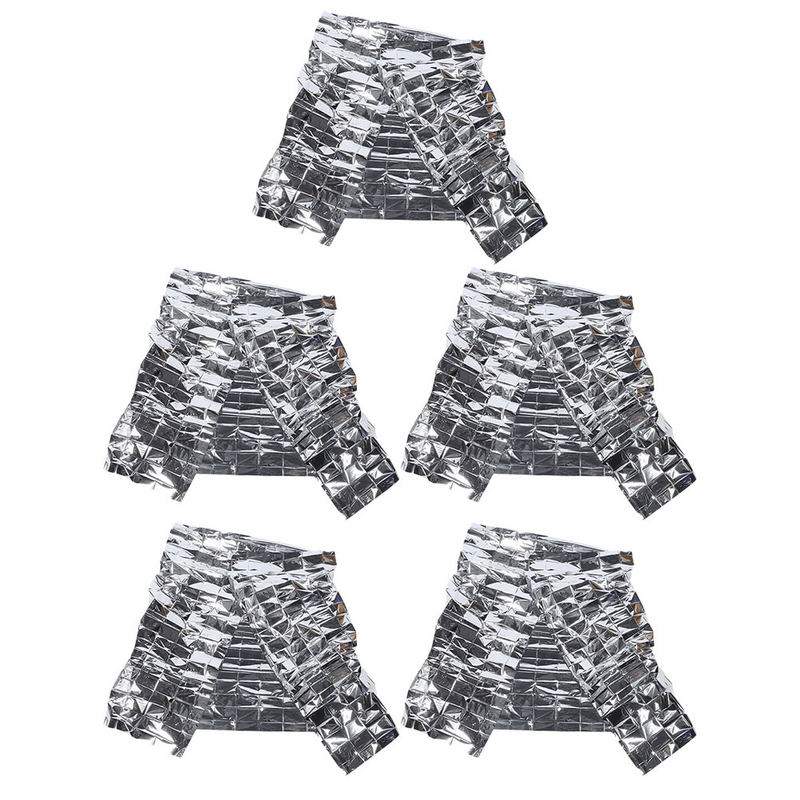 5 pezzi di fogli termici d'argento di emergenza all'aperto coperta di sopravvivenza coperte di sopravvivenza in lamina per il campeggio