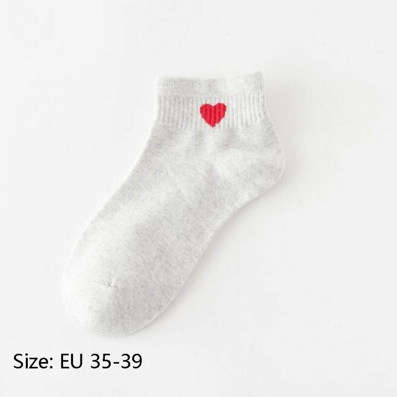 Calcetines tobilleros con bordado de algodón para mujer, medias de estilo coreano con forma de corazón, primavera y verano