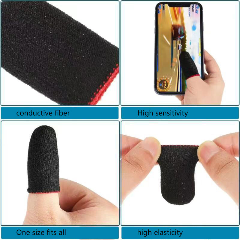 Game Finger Gloves para PUBG, Sweat Proof, Non-Scratch, Sensitive Touch Screen, Thumb Sleeve, Acessórios para Jogos, Novo, 2Pcs