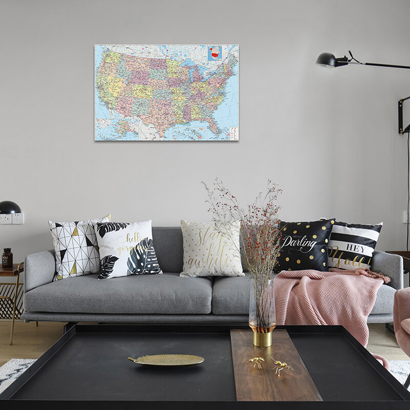 La mappa degli stati uniti 59*42cm mappa di piccole dimensioni Wall Art poster e stampe forniture per ufficio pittura su tela decorazione della casa