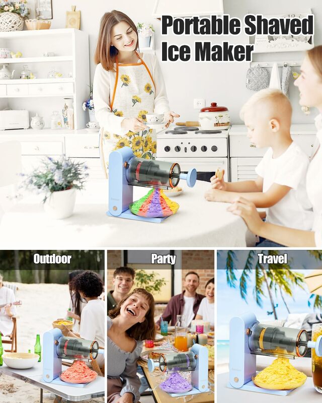Snow Cone Machine Electric - Shaved Ice Maker with Stainless Steel Blade, Kitchen Table-Top Ice Crusher Includes
