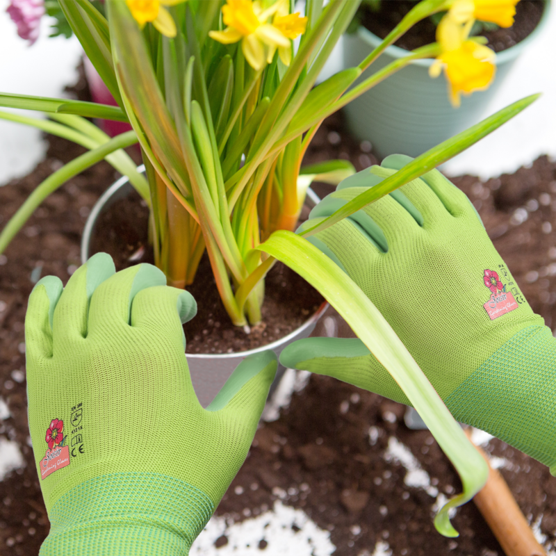 ถุงมือโฟมไนไตรล์สีสันสดใสสำหรับผู้หญิง6คู่: ทนทานใส่สบายเหมาะสำหรับงานสวนต่างๆงานกำจัดวัชพืชปลูกต้นไม้