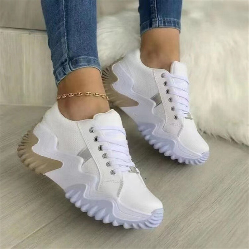 2024 New Breathable Vulcanized Shoes Women Casual Platform Sneakers Summer Thick Bottom Low Top Large Size Canvas Casual Shoes