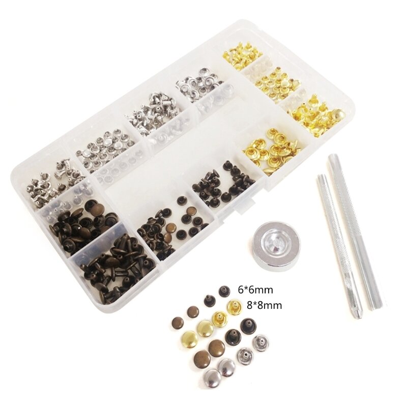 240pcs/set Double Caps Rivets Sturdy & Lightweight Essential Leathers Craft Tool Set Durable Leathers Craft Supplies