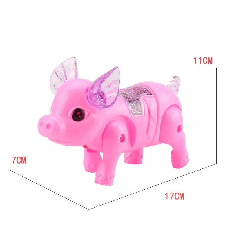 Mainan elektronik lucu warna merah muda mainan babi berjalan elektrik lucu dengan musik ringan mainan hadiah ulang tahun anak-anak Robot atasan anjing