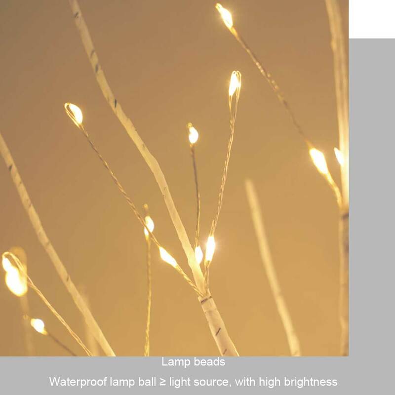 Luces LED de abedul para el hogar, iluminación nocturna de rama brillante, adecuada para dormitorio, fiesta de boda, decoración de Navidad, 24/144 LED