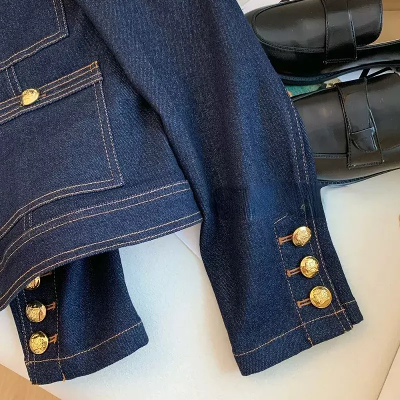 Женские джинсовые куртки QWERF GFR, весна-осень, винтажные Chaquetas с пуговицами, корейская мода, синие простые шикарные женские куртки 1988
