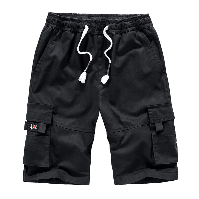 Shorts Capri Cargo Casual masculino, corredores leves de caminhada, calça preta, plus size, na moda